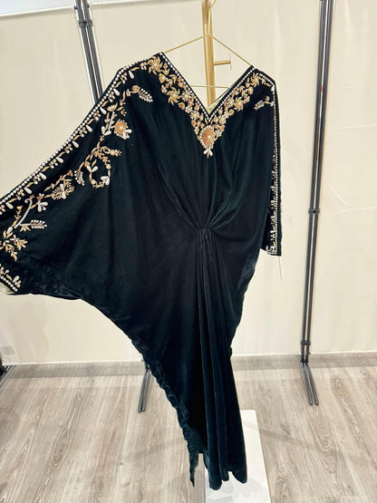 Velvet Kaftan Pearl - Bottle Green