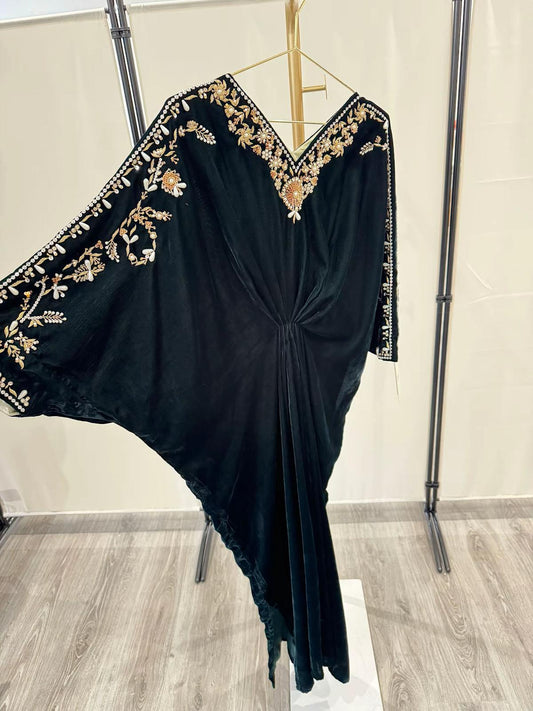 Velvet Kaftan Pearl - Bottle Green