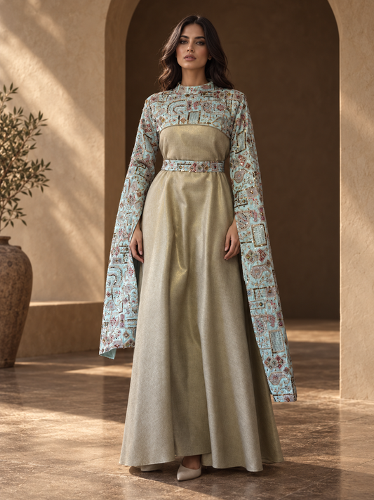 Amani Blue occasion dress — AI-styled editorial cover