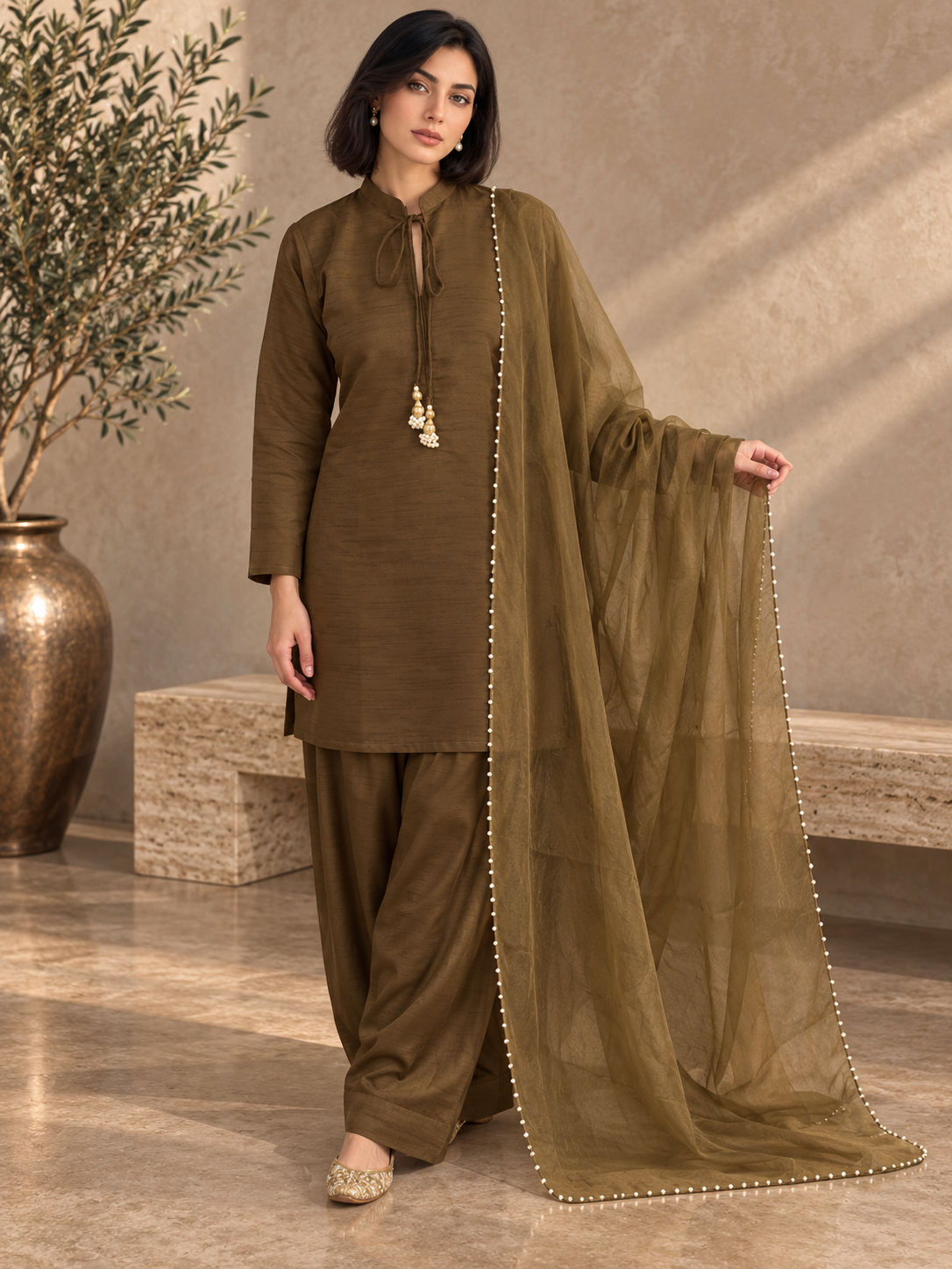 Mahnoor - Khaki — AI-styled editorial cover