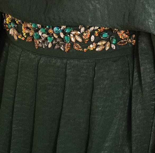 Amaya Emerald original embellished waist and pleated fabric detail