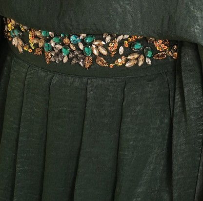 Amaya Emerald original embellished waist and pleated fabric detail