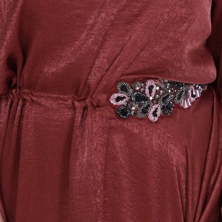 Arwa Rust original jewelled waist and gathered seam detail